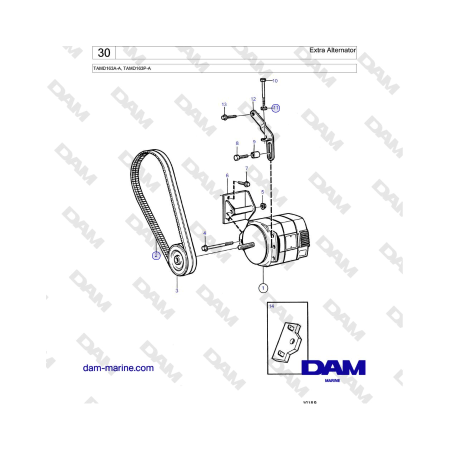 Volvo Penta TAMD163A-A, TAMD163P-A - Extra Alternator