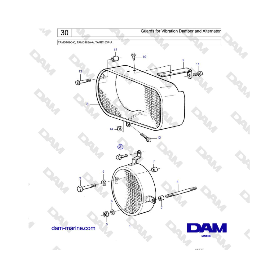 Volvo Penta TAMD162C-C, TAMD163A-A, TAMD163P-A - Guards for Vibration Damper and Alternator