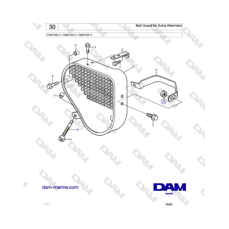 Volvo Penta TAMD162C-C, TAMD163A-A, TAMD163P-A - Belt Guard for Extra Alternator 