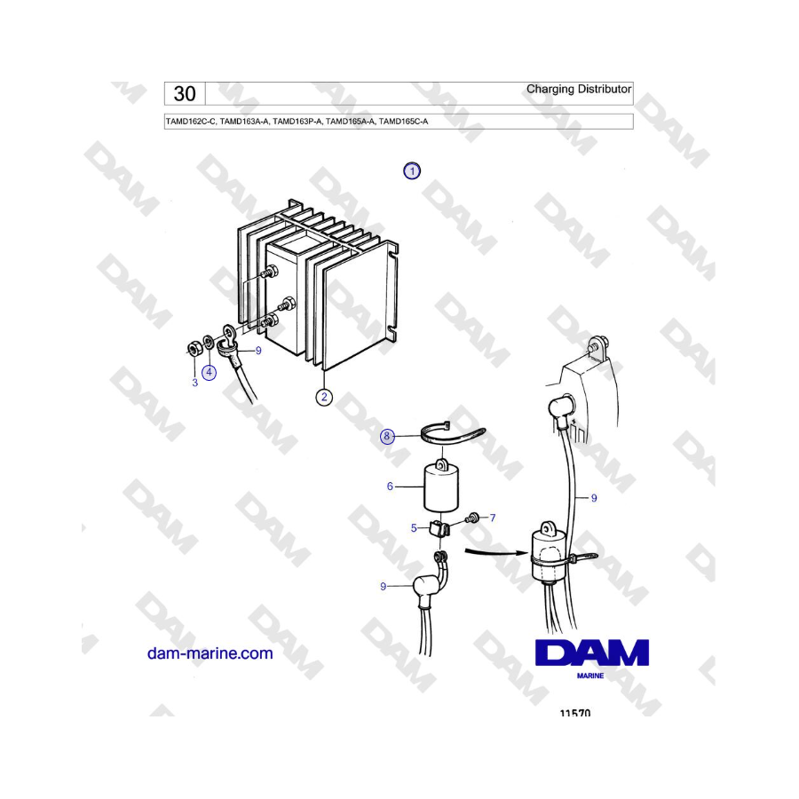 Volvo Penta TAMD162C-C, TAMD163A-A, TAMD163P-A, TAMD165A-A, TAMD165C-A - Charging Distributor