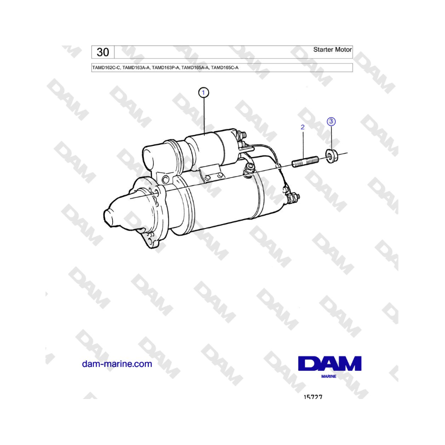 Volvo Penta TAMD162C-C, TAMD163A-A, TAMD163P-A, TAMD165A-A, TAMD165C-A - Starter Motor