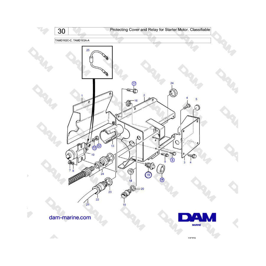 Volvo Penta TAMD162C-C, TAMD163A-A - Protecting Cover and Relay for Starter Motor. Classifiable