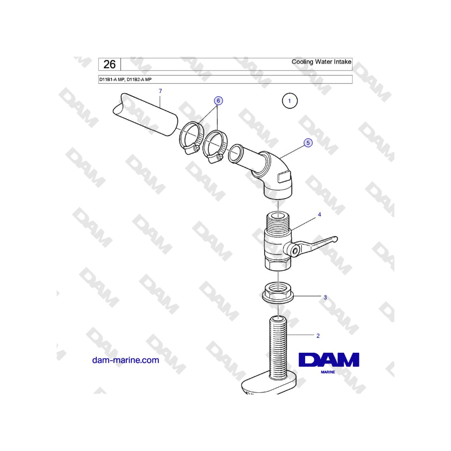 Volvo Penta D11B1-A MP, D11B2-A MP - Cooling Water Intake