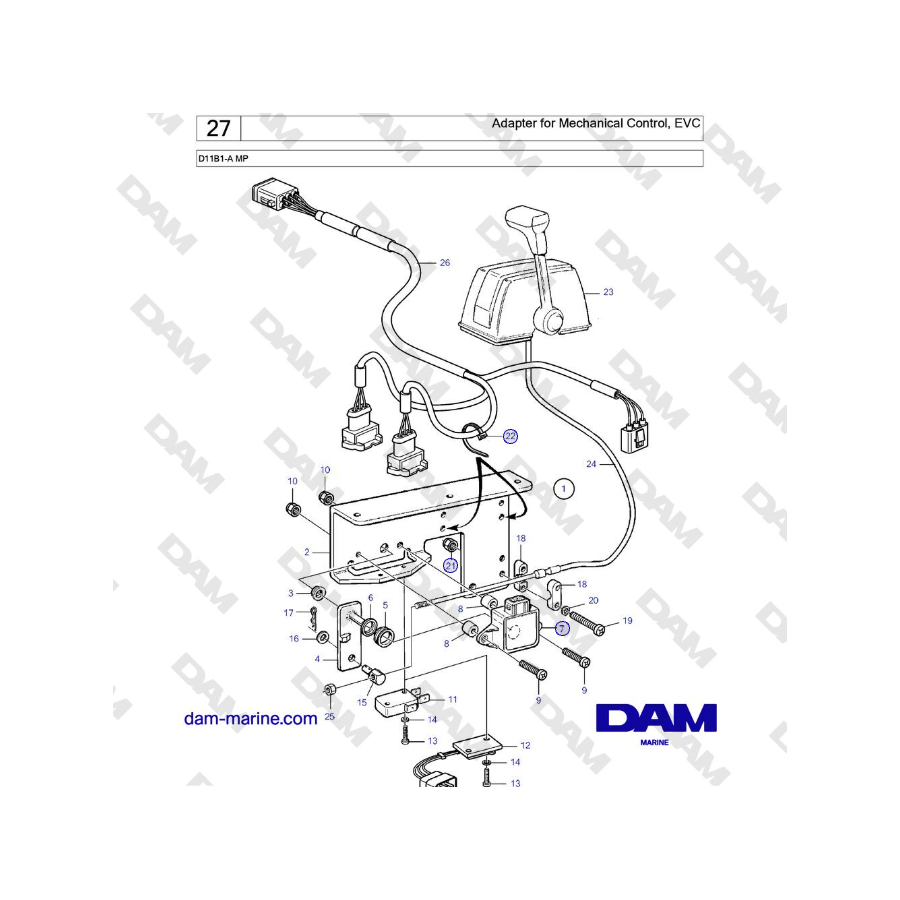 Volvo Penta D11B1-A MP - Adapter for Mechanical Control, EVC