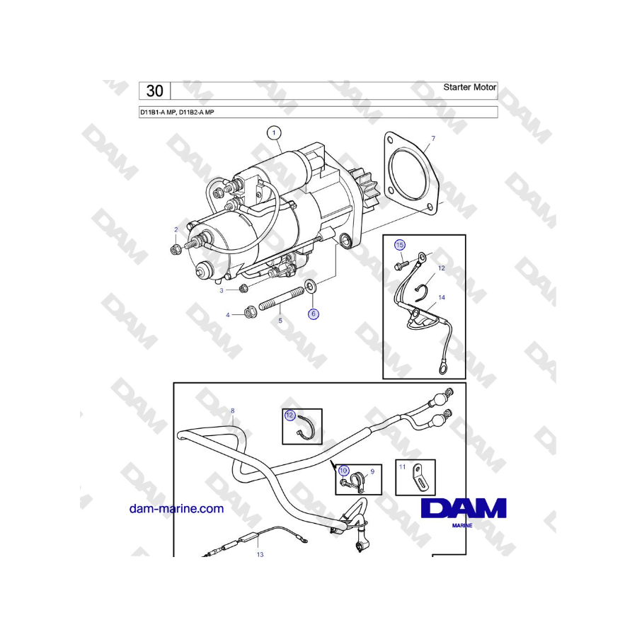 Volvo Penta D11B1-A MP, D11B2-A MP - Starter Motor