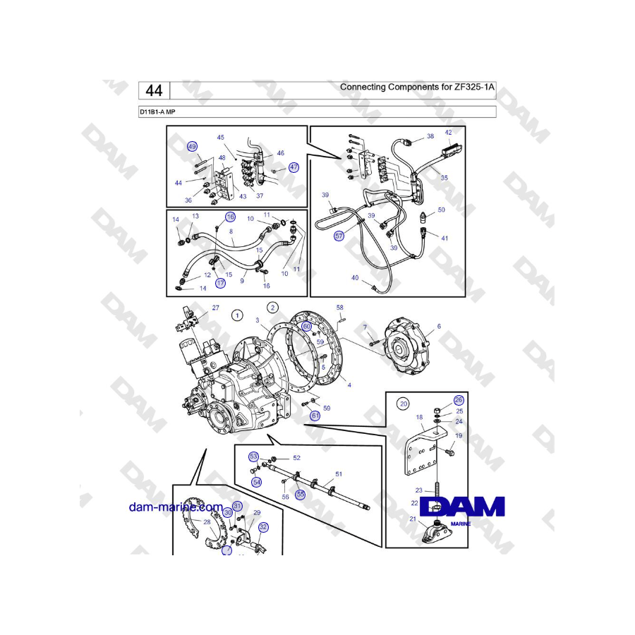 Volvo Penta D11B1-A MP - Connecting Components for ZF325-1A