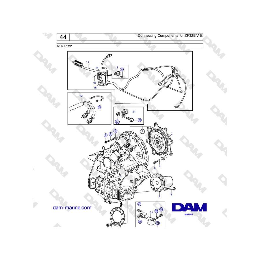 Volvo Penta D11B1-A MP - Connecting Components for ZF325IV-E