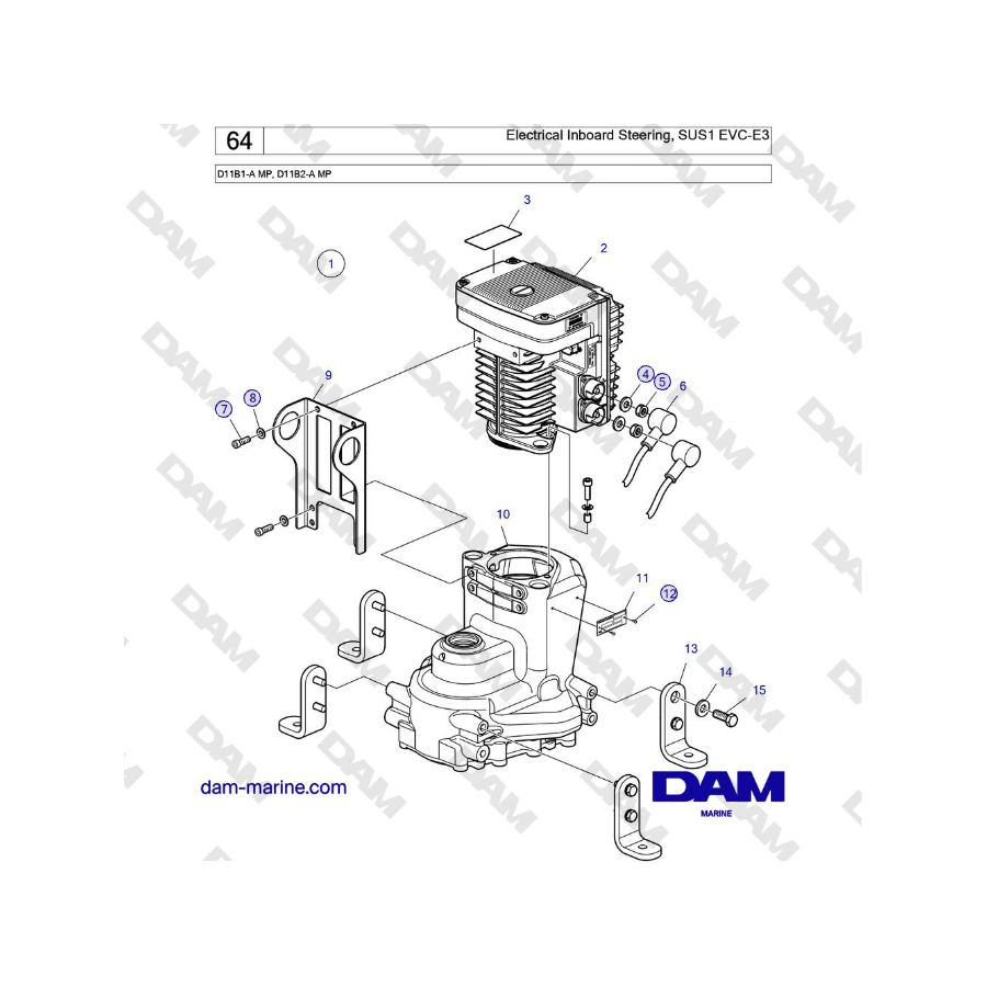 Volvo Penta D11B1-A MP, D11B2-A MP - Electrical Inboard Steering, SUS1 EVC-E3