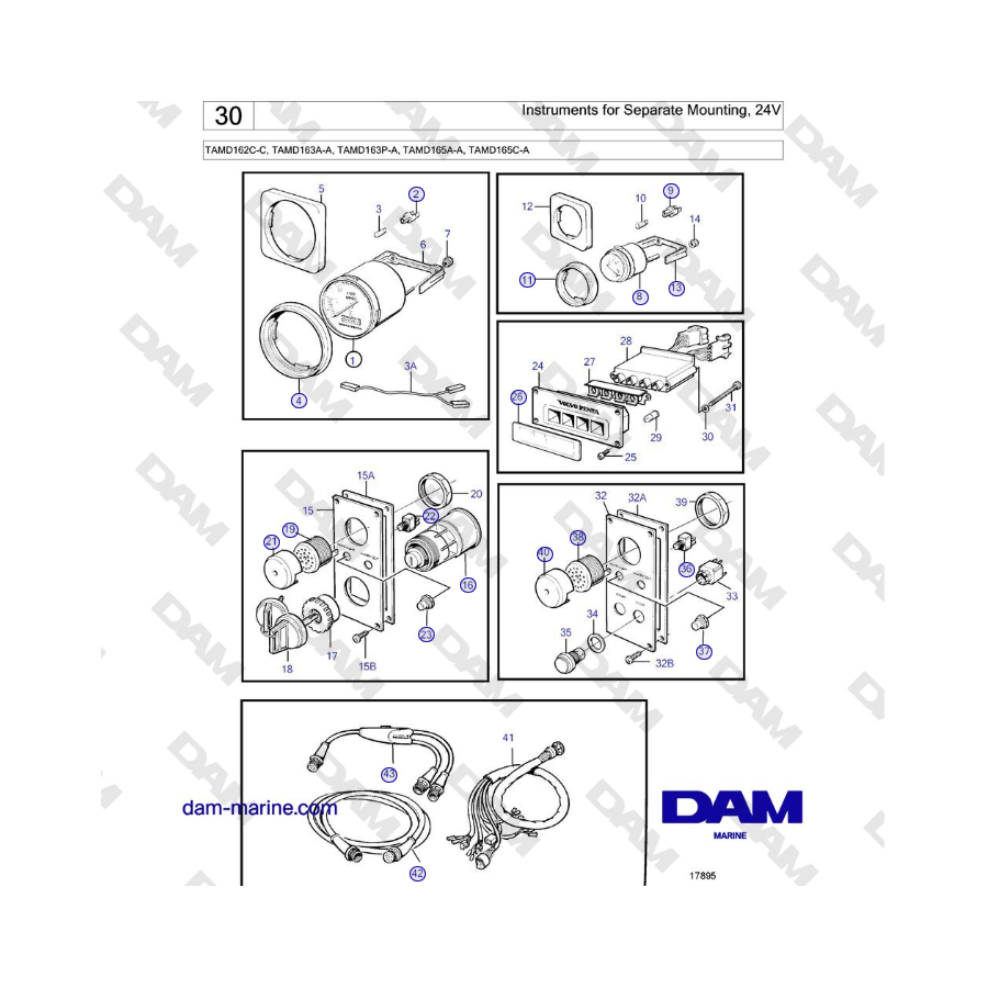 Volvo Penta TAMD162C-C, TAMD163A-A, TAMD163P-A, TAMD165A-A, TAMD165C-A - Instruments for Separate Mounting, 24V