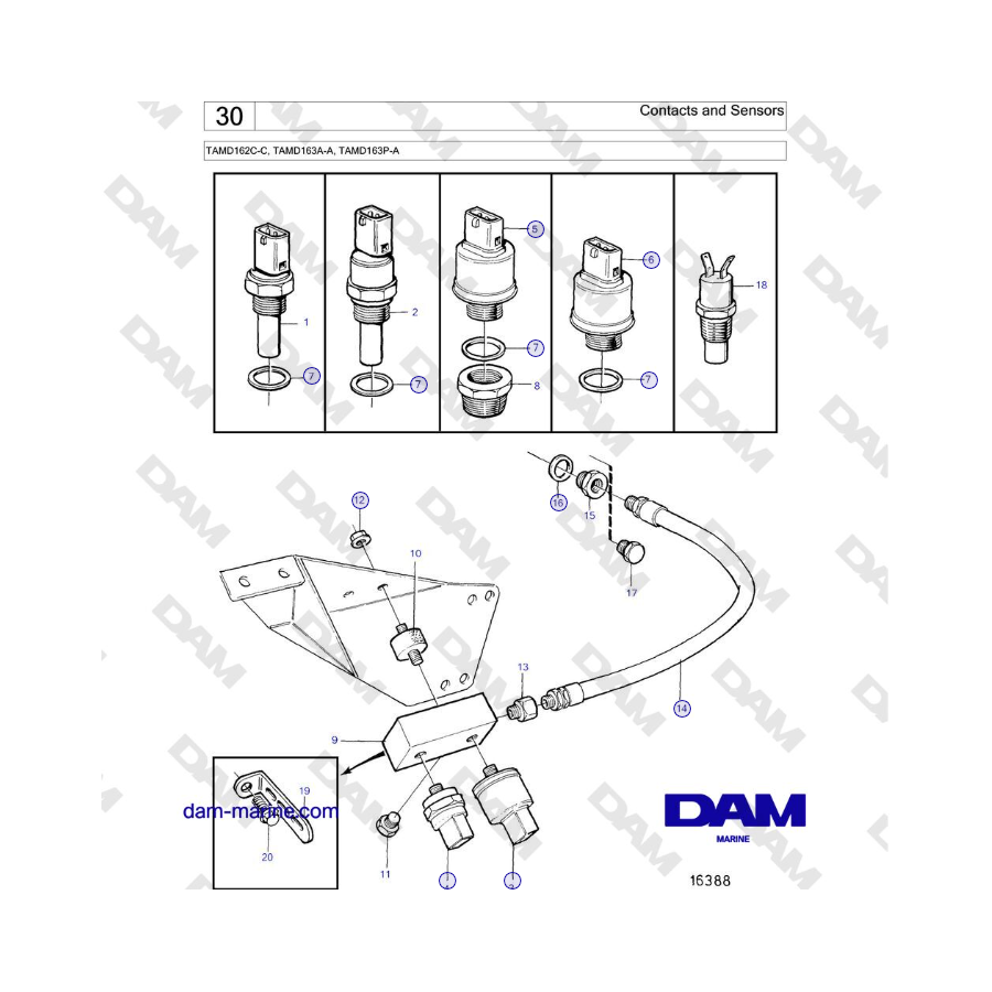 Volvo Penta TAMD162C-C, TAMD163A-A, TAMD163P-A - Contacts and Sensors