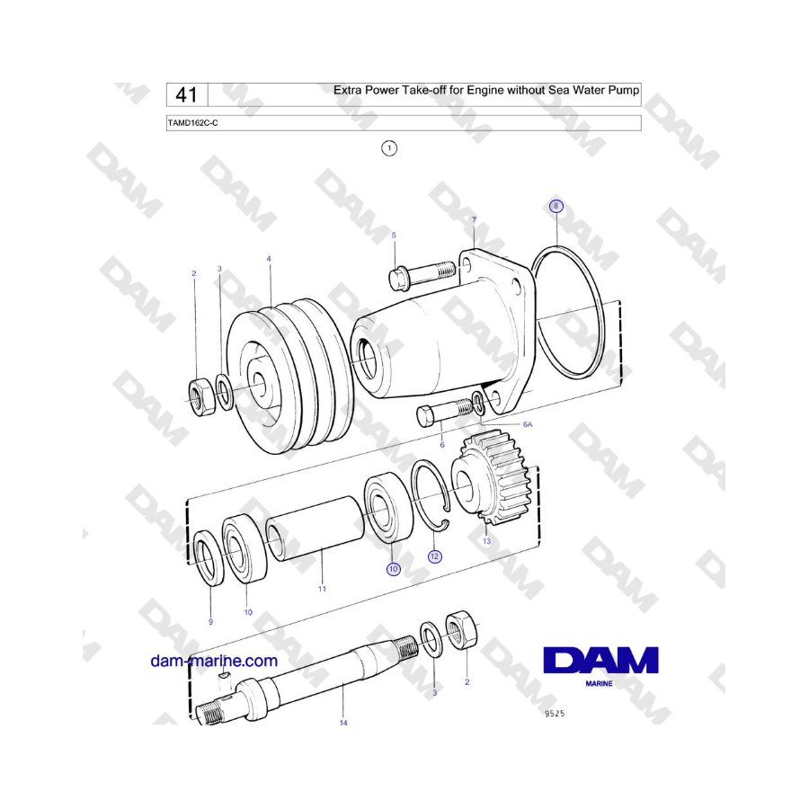 Volvo Penta TAMD162C-C - Extra Power Take-off for Engine without Sea Water Pump