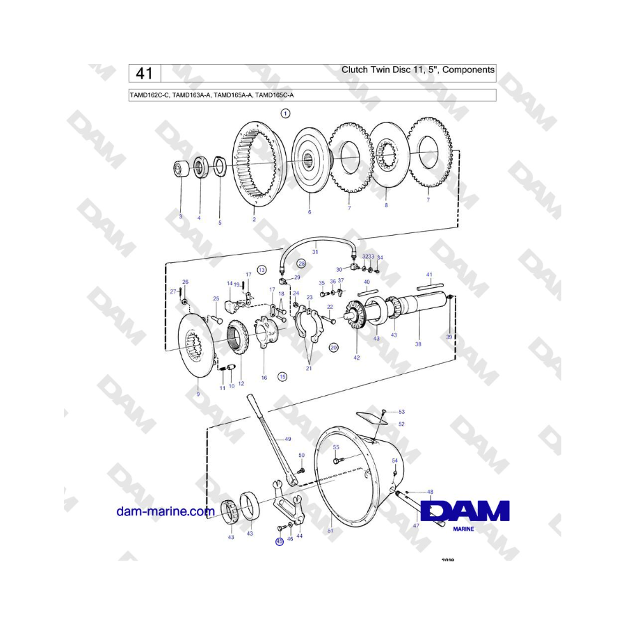 Volvo Penta TAMD162C-C, TAMD163A-A, TAMD165A-A, TAMD165C-A - Clutch Twin Disc 11, 5'', Components