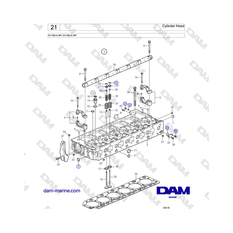 Volvo Penta D11B3-A MP, D11B4-A MP - Cylinder Head