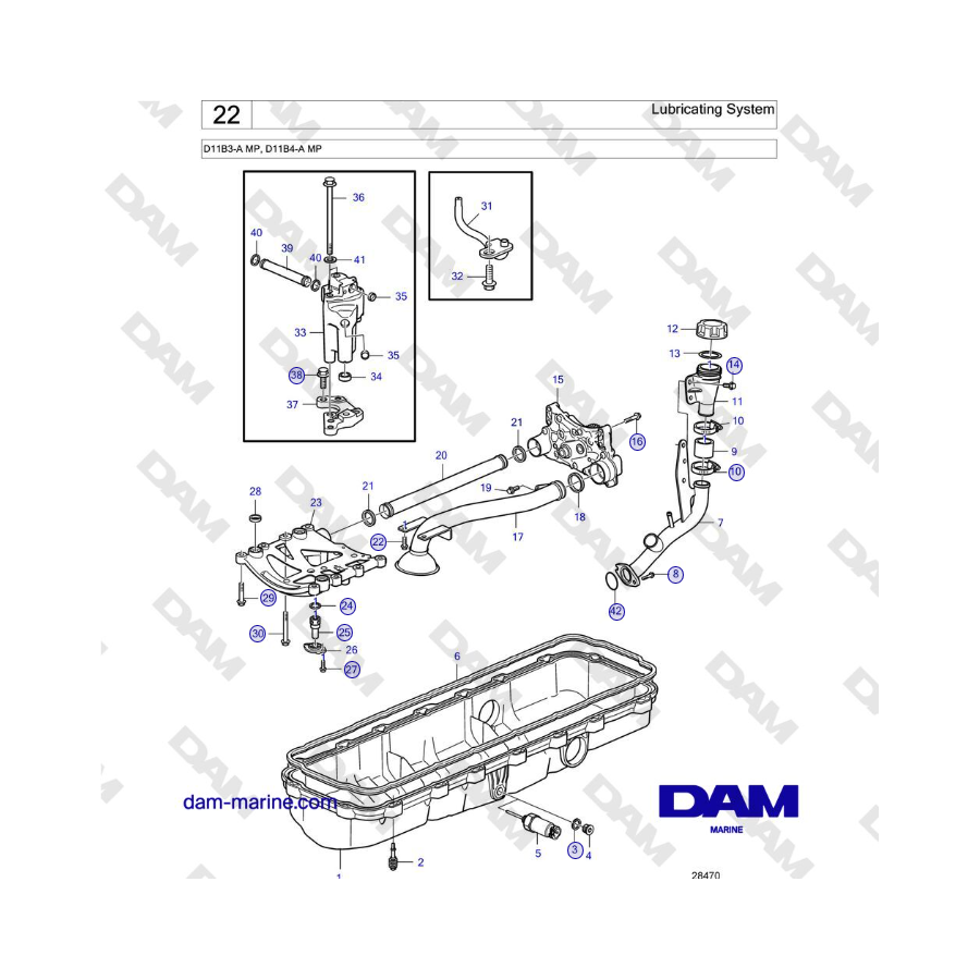 Volvo Penta D11B3-A MP, D11B4-A MP - Lubricating System 