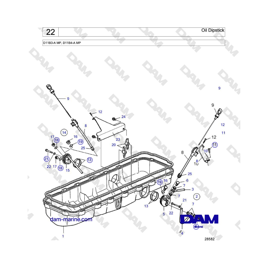 Volvo Penta D11B3-A MP, D11B4-A MP - Oil Dipstick 