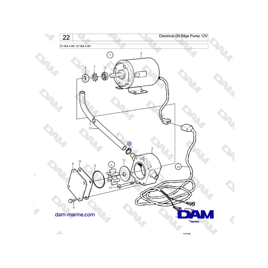 Volvo Penta D11B3-A MP, D11B4-A MP - Electrical Oil Bilge Pump 12V