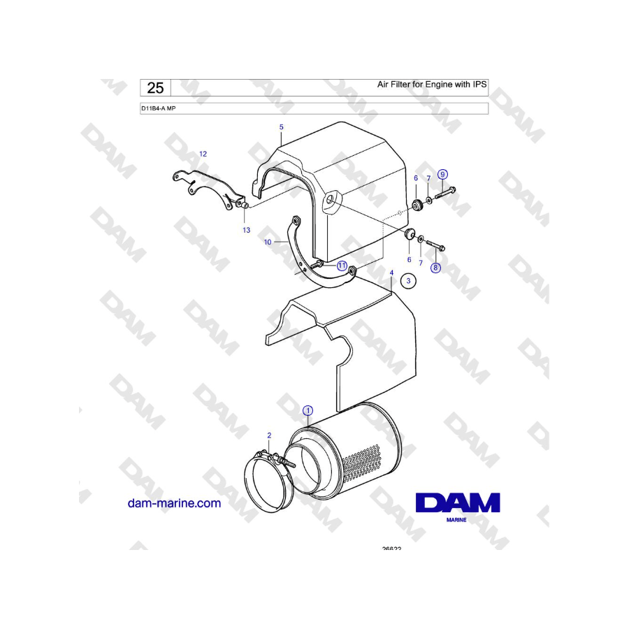 Volvo Penta D11B4-A MP - Air Filter for Engine with IPS