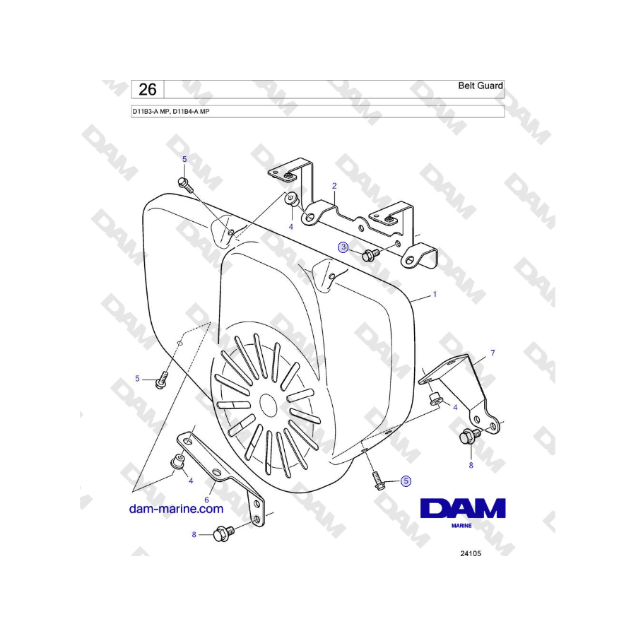 Volvo Penta D11B3-A MP, D11B4-A MP - Belt Guard