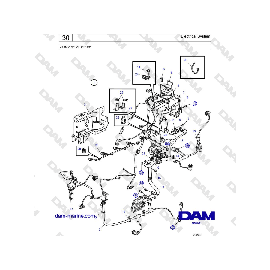 Volvo Penta D11B3-A MP, D11B4-A MP - Electrical System