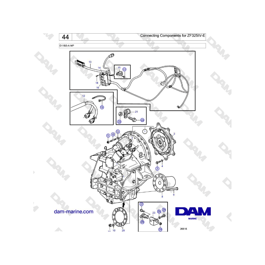 Volvo Penta D11B3-A MP - Connecting Components for ZF325IV-E