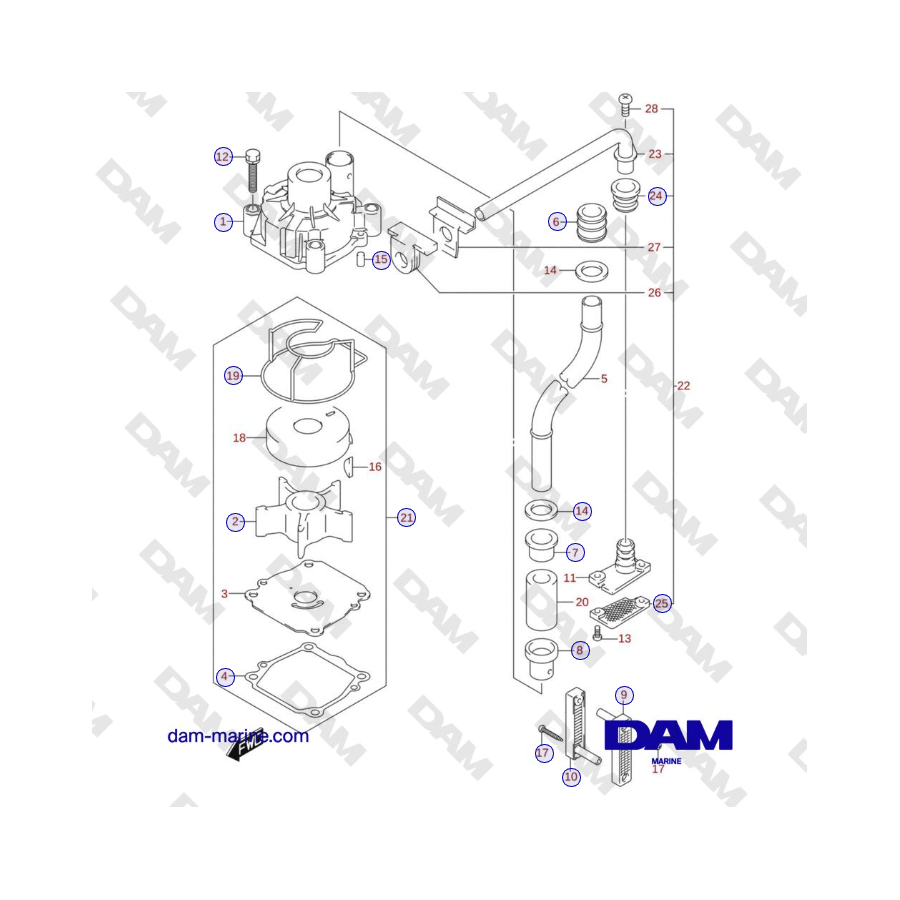 Suzuki DF100 - WATER PUMP (E03,E11)