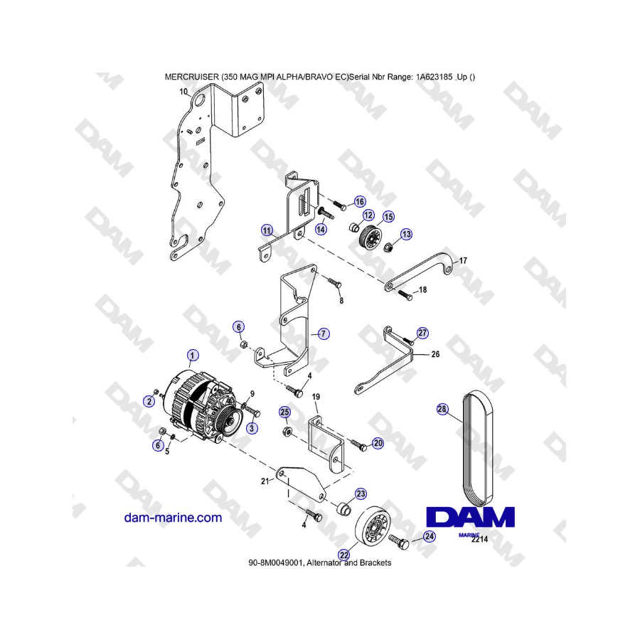 MERCRUISER 350 MAG MPI EC - Alternator and Brackets