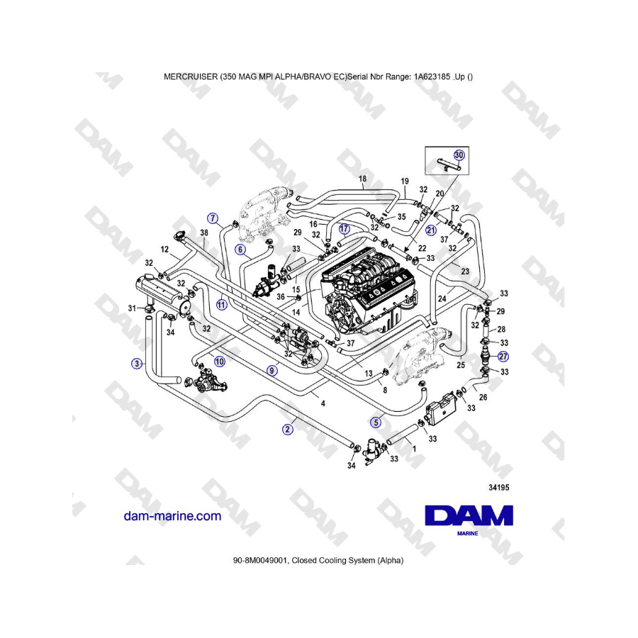 MERCRUISER 350 MAG MPI EC - Closed Cooling System (Alpha)