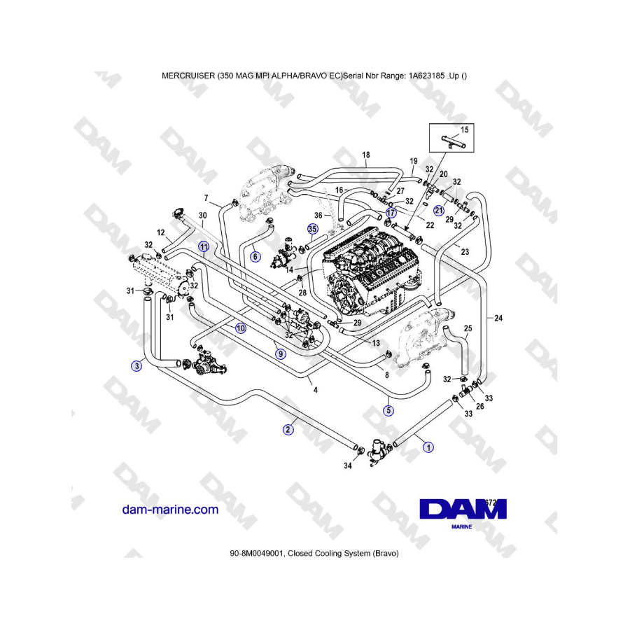 MERCRUISER 350 MAG MPI EC - Closed Cooling System (Bravo)