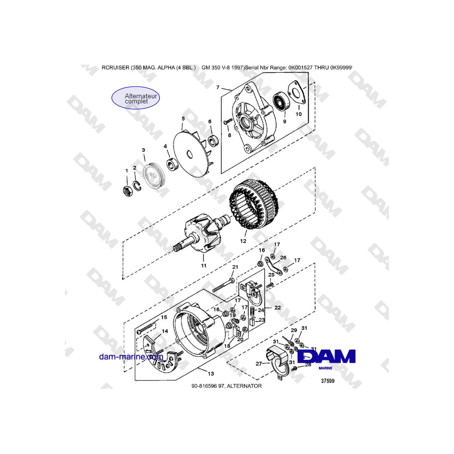 Mercruiser Mercruiser 350 MAG ALPHA (4 BBL) - Alternator