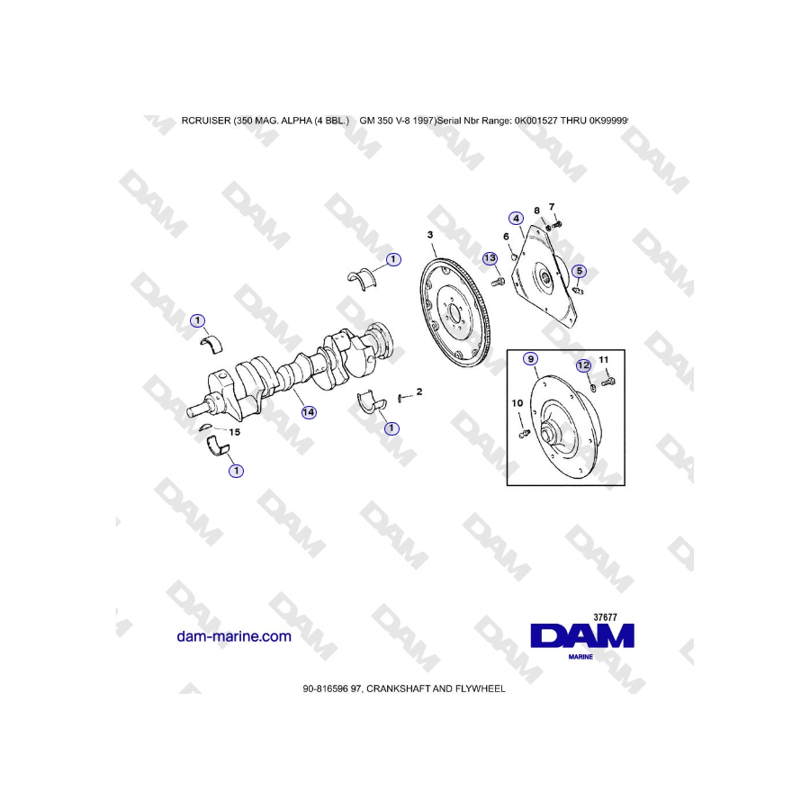 Mercruiser 350 MAG. ALPHA (4 BBL) - CRANKSHAFT AND FLYWHEEL