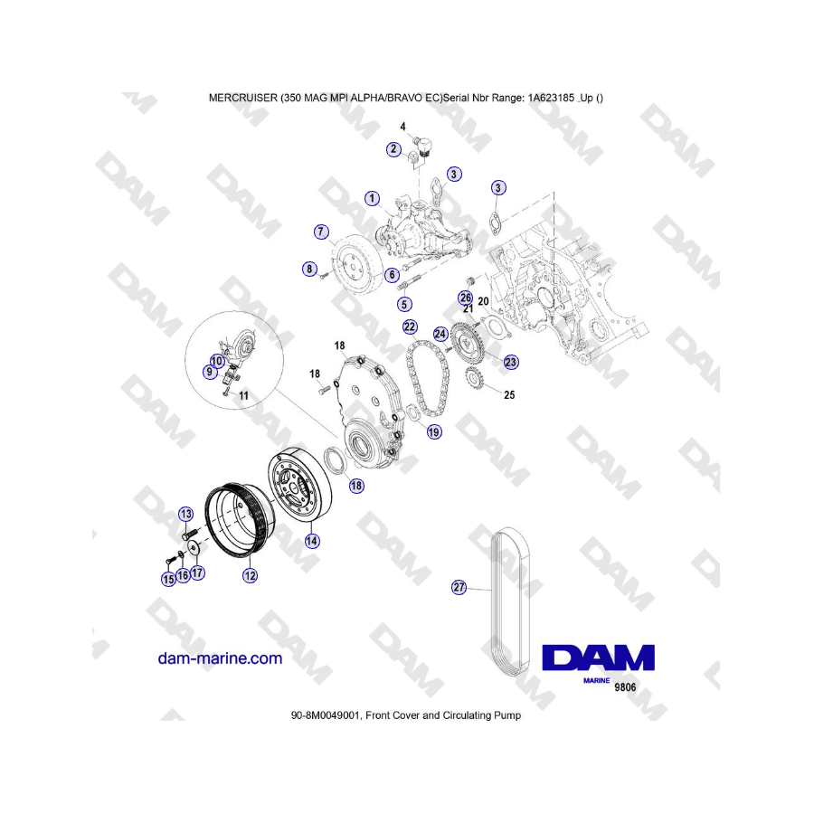 MERCRUISER 350 MAG MPI EC - Front Cover and Circulating Pump