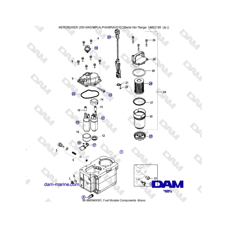 MERCRUISER 350 MAG MPI EC - Fuel Module Components - Bravo