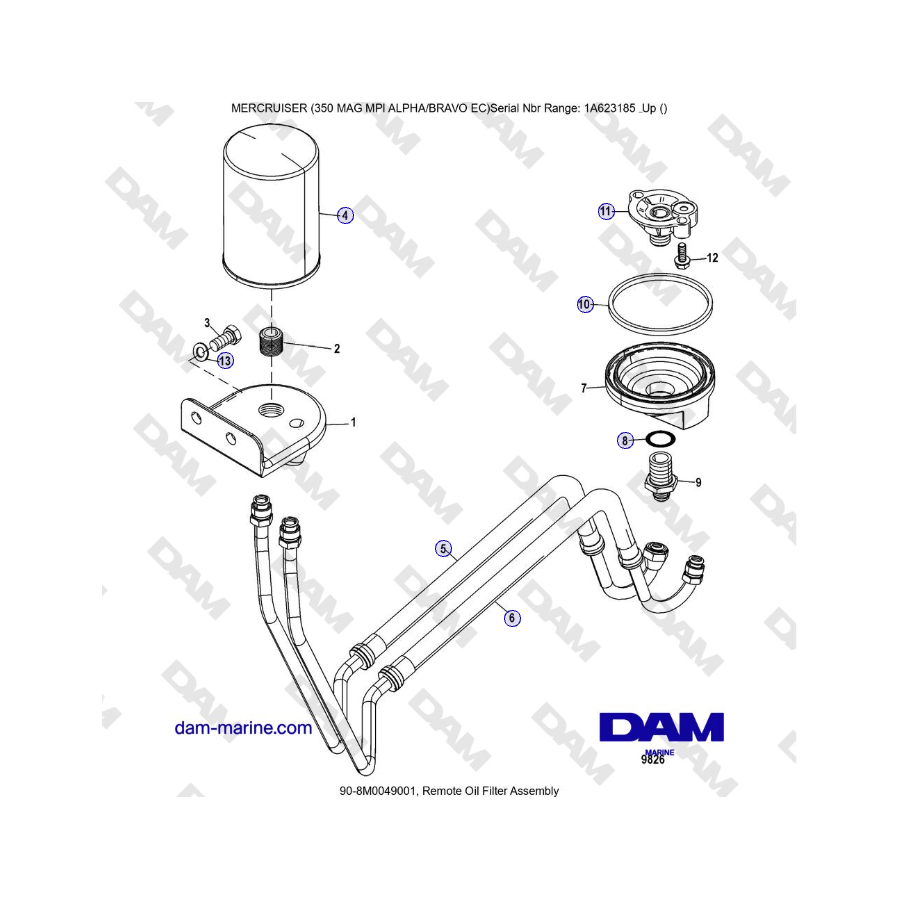 MERCRUISER 350 MAG MPI EC - Remote Oil Filter Assembly