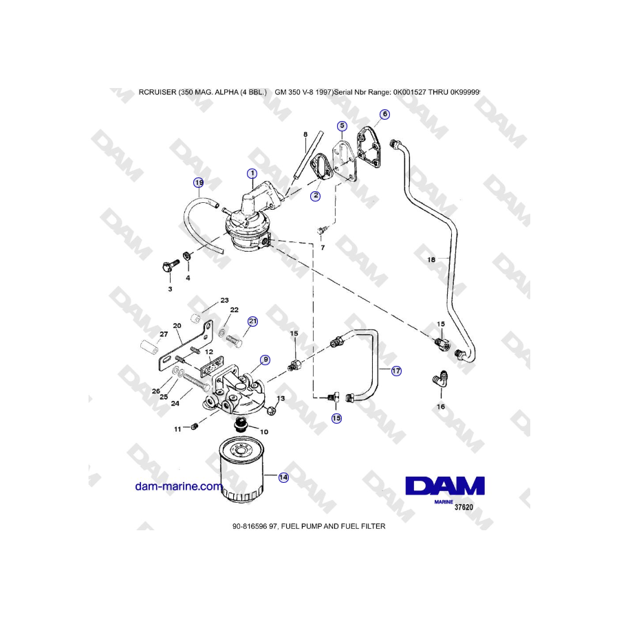 Mercruiser 350 MAG. ALPHA (4 BBL) - FUEL PUMP AND FUEL FILTER