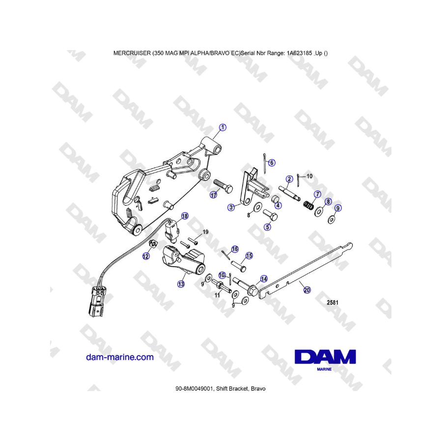 MERCRUISER 350 MAG MPI EC - Shift Bracket, Bravo