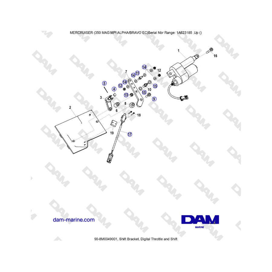 MERCRUISER 350 MAG MPI EC - Shift Bracket, Digital Throttle and Shift