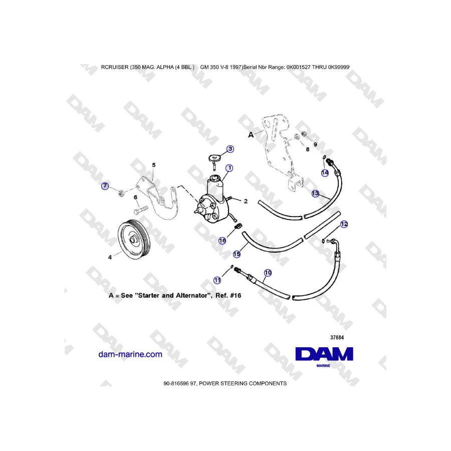 Mercruiser 350 MAG. ALPHA (4 BBL) - POWER STEERING COMPONENTS