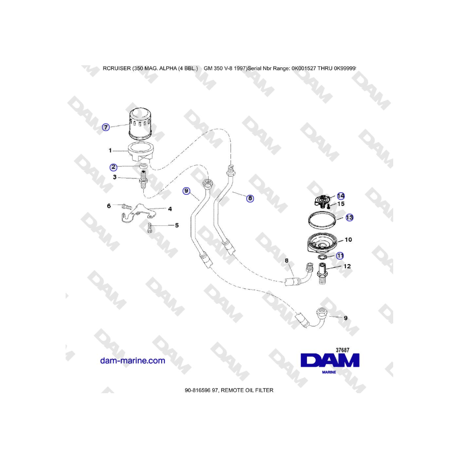 Mercruiser 350 MAG. ALPHA (4 BBL) - REMOTE OIL FILTER