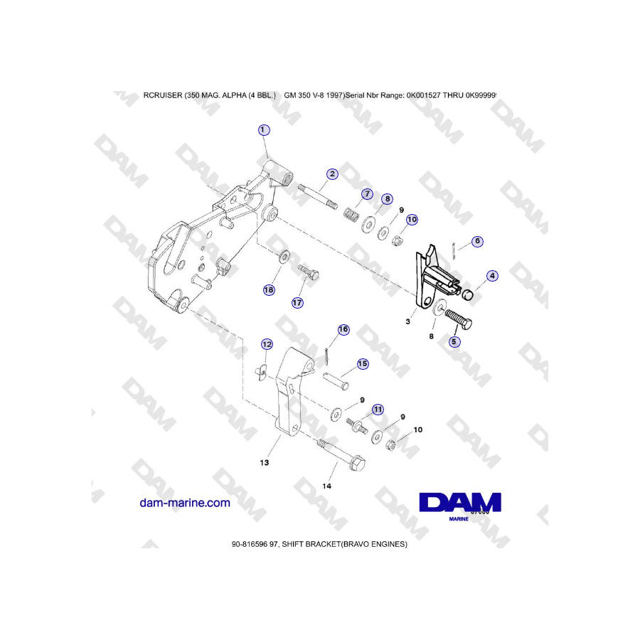 Mercruiser 350 MAG. ALPHA (4 BBL) - SHIFT BRACKET(BRAVO ENGINES)