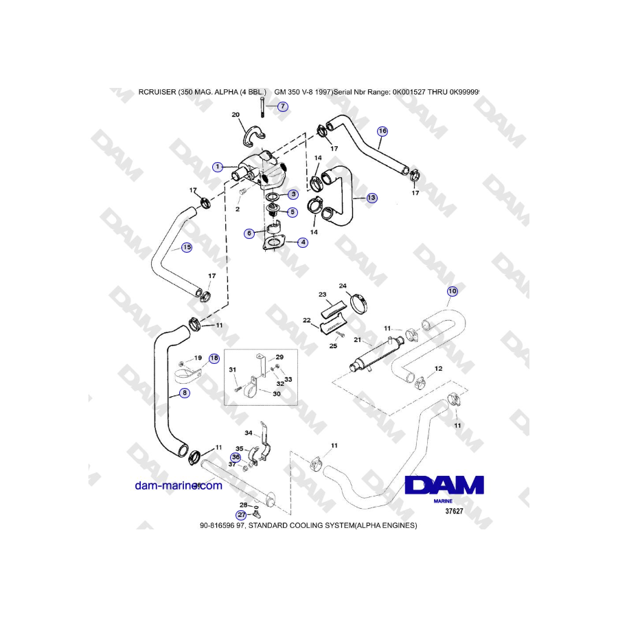 Mercruiser 350 MAG. ALPHA (4 BBL) - STANDARD COOLING SYSTEM(ALPHA ENGINES)