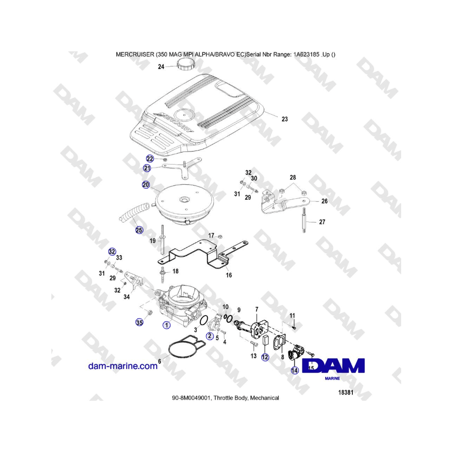 MERCRUISER 350 MAG MPI EC - Throttle Body, Mechanical