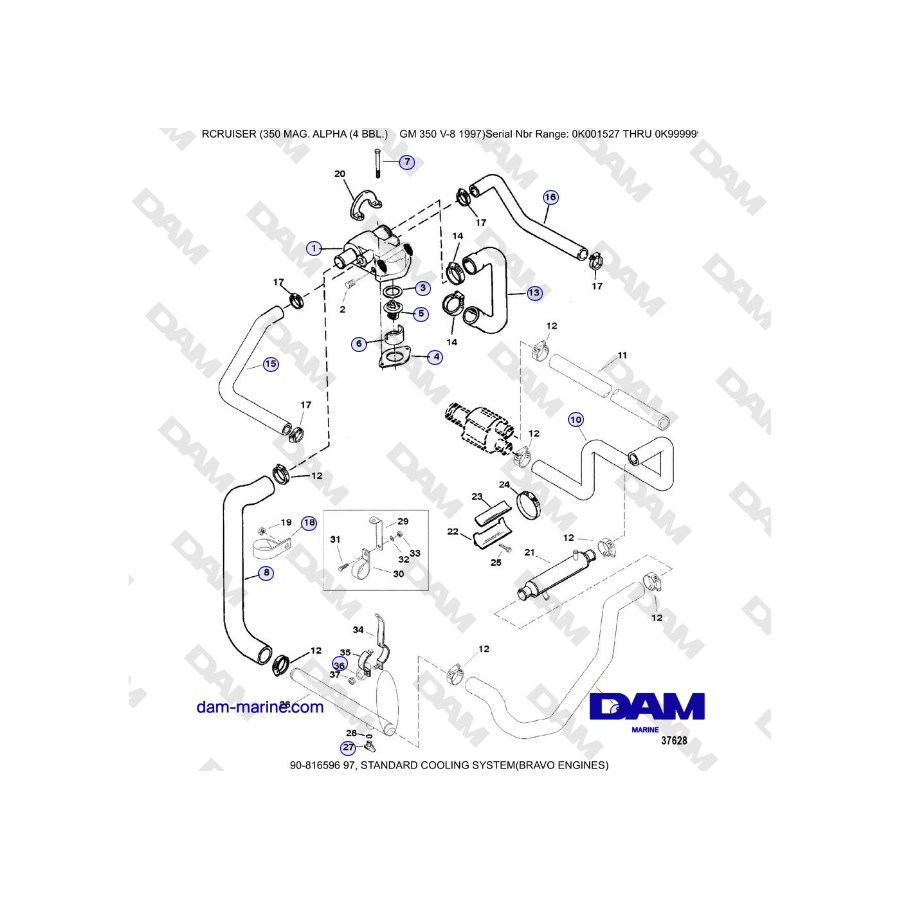 Mercruiser 350 MAG. ALPHA (4 BBL) - STANDARD COOLING SYSTEM(BRAVO ENGINES)