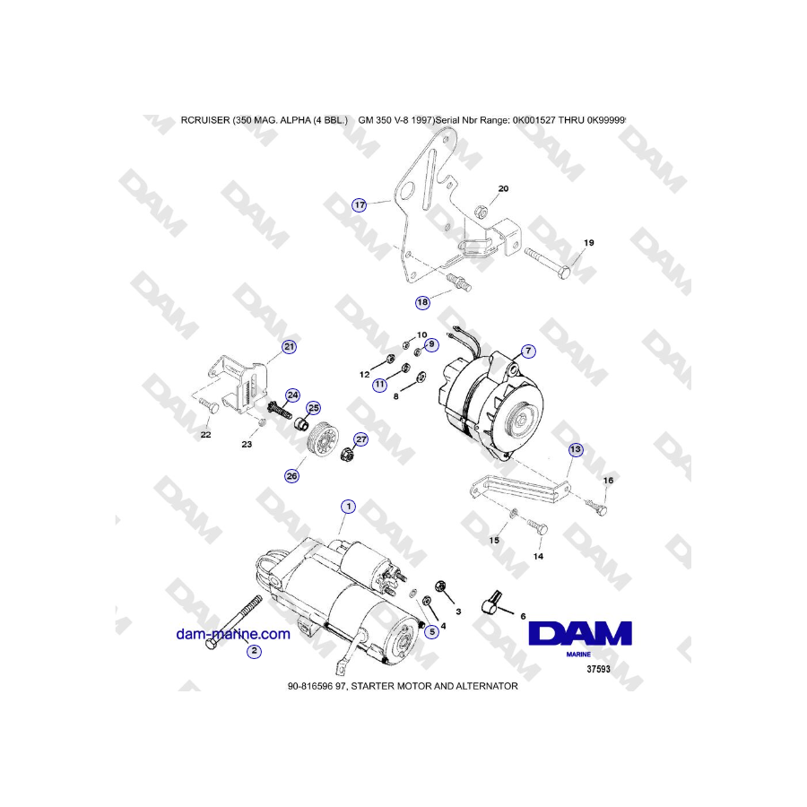 Mercruiser 350 MAG. ALPHA (4 BBL) - STARTER MOTOR AND ALTERNATOR