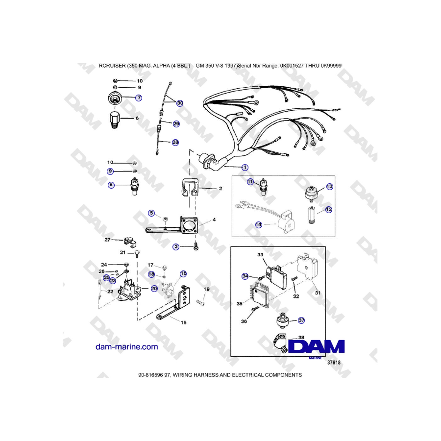 Mercruiser 350 MAG. ALPHA (4 BBL) - WIRING HARNESS AND ELECTRICAL COMPONENTS