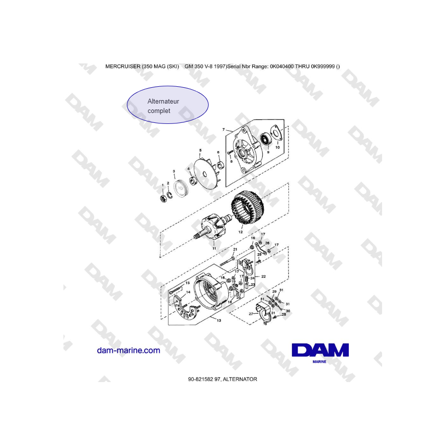 Mercruiser 350 MAG (SKI) GM350 V8 - ALTERNATOR