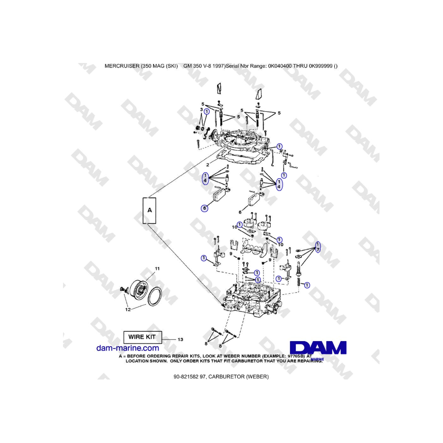 Mercruiser 350 MAG (SKI) GM350 V8 - CARBURETOR (WEBER)