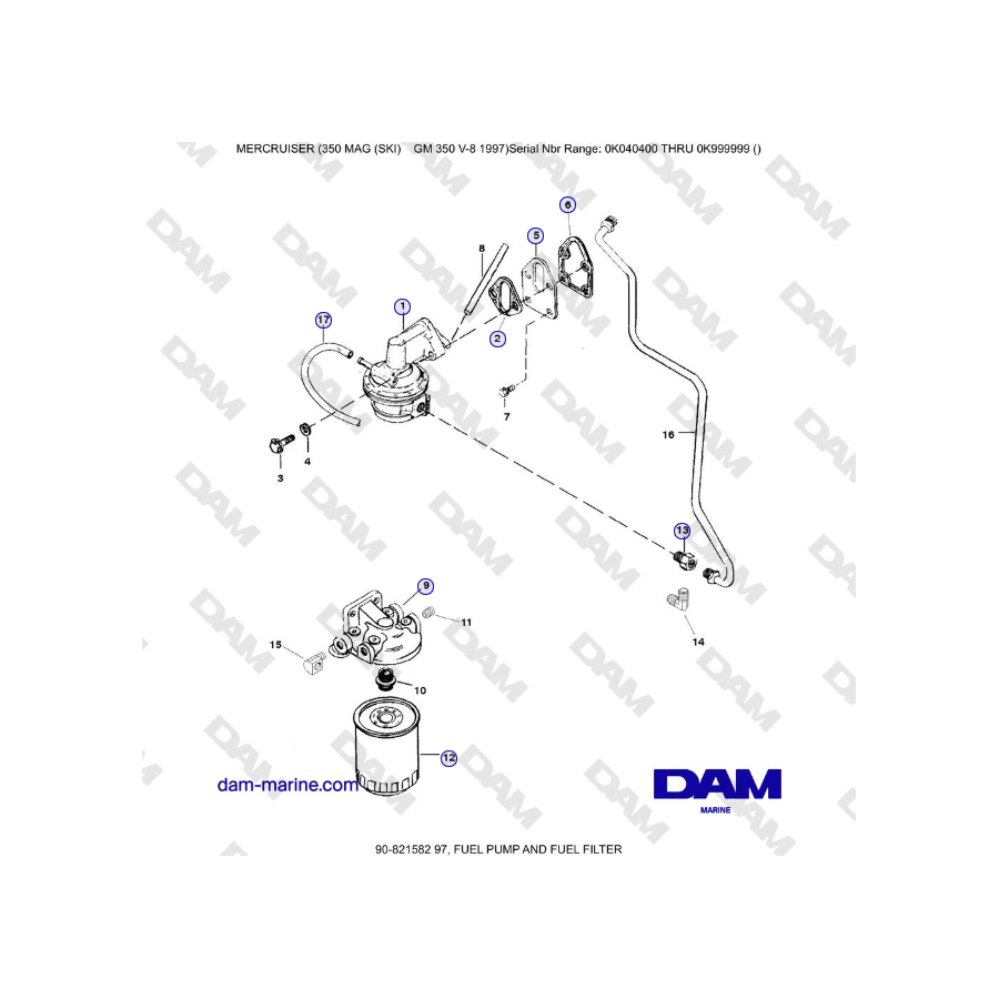 Mercruiser 350 MAG SKI GM350 V8 - FUEL PUMP AND FUEL FILTER