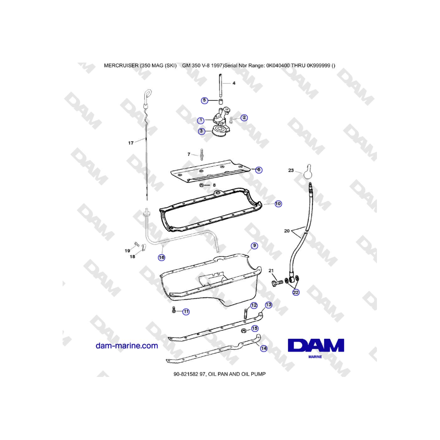 Mercruiser 350 MAG SKI GM350 V8 - OIL PAN AND OIL PUMP