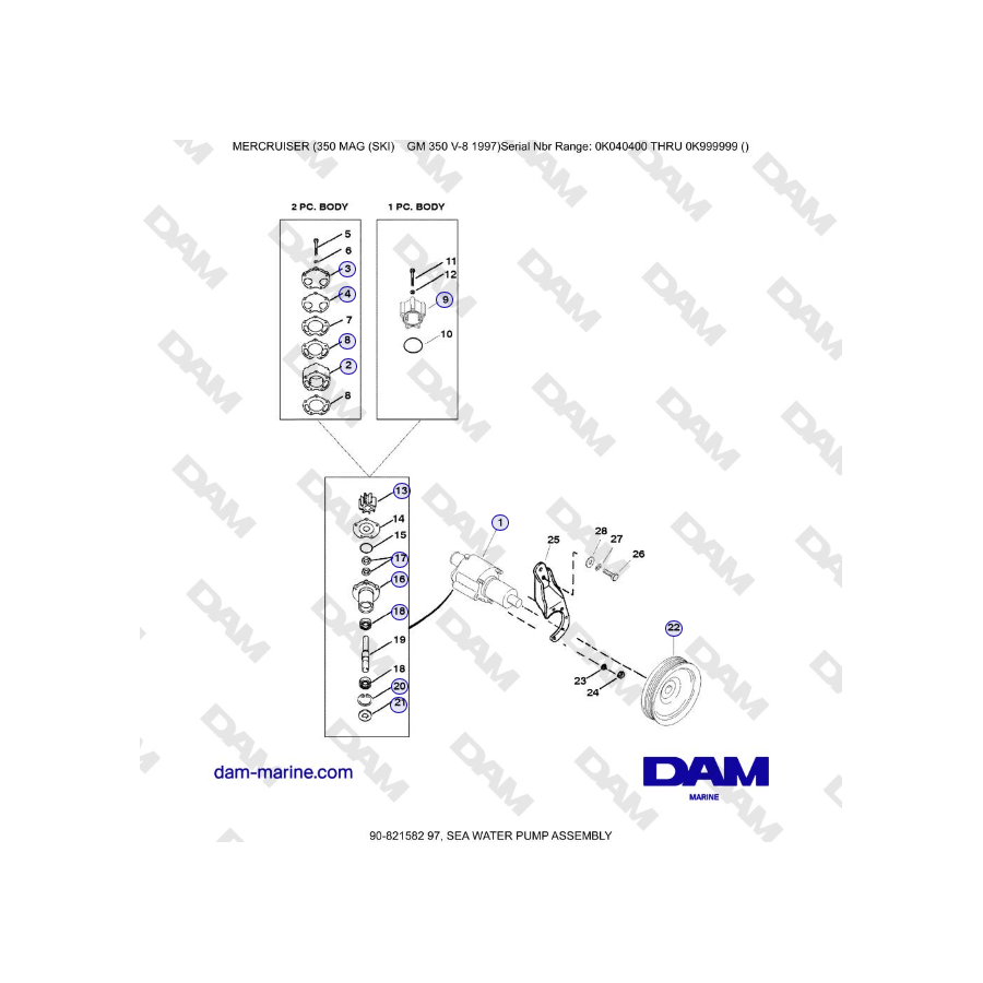 Mercruiser 350 MAG SKI GM350 V8 - SEA WATER PUMP ASSEMBLY