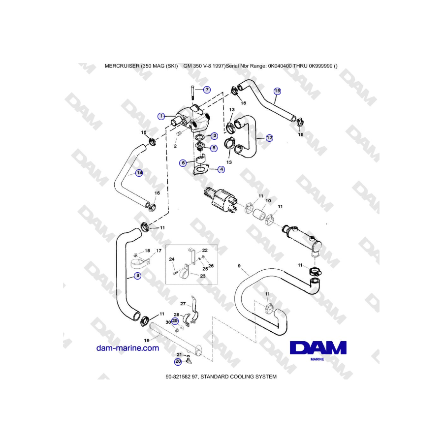 Mercruiser 350 MAG SKI GM350 V8 - STANDARD COOLING SYSTEM